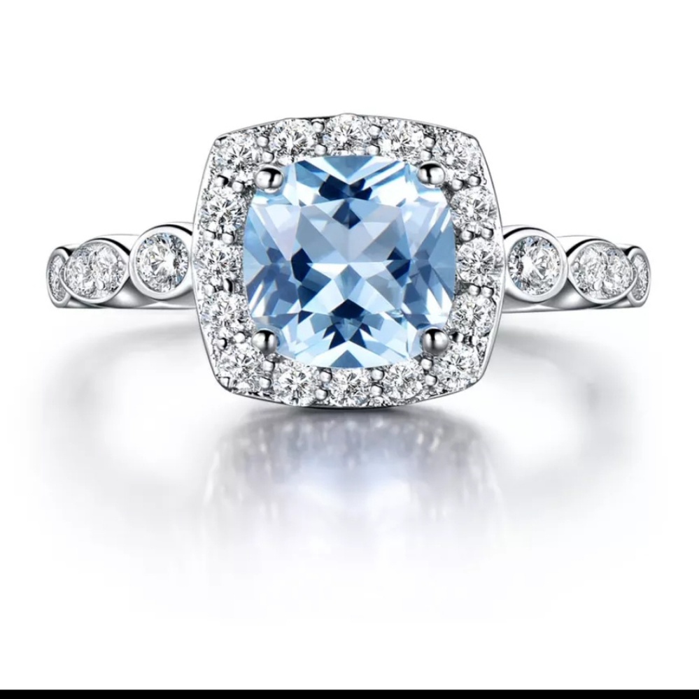 Sterling silver blue topaz ring, S925 sterlingring